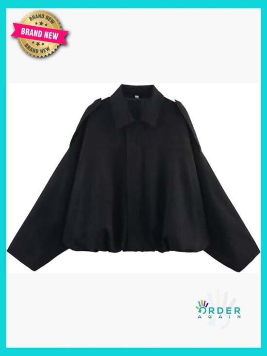 Jackets & Blazers - Faux Suede Bomber Jacket Oversized Long Sleeve Lapel Pilot Coat Trendy